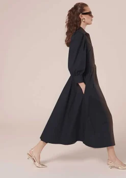 TARA JARMON Rivoltine Midnight Blue Poplin Dress Best Sale