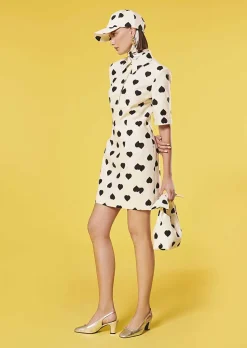 TARA JARMON Robin Ecru With Black Polka Hearts Dress Flash Sale