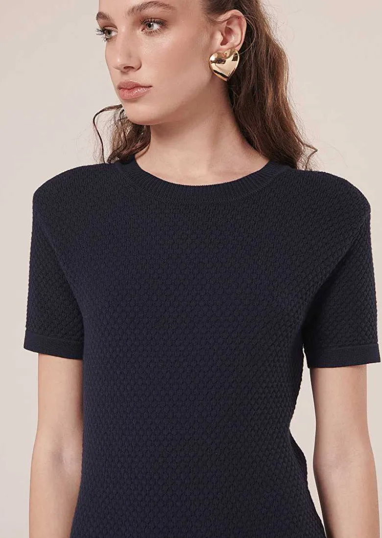 TARA JARMON Rocky Midnight Blue Cupro Dress Cheap