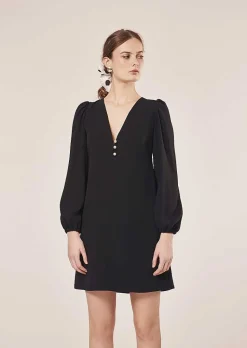 TARA JARMON Rolis Black Crepe Dress Flash Sale