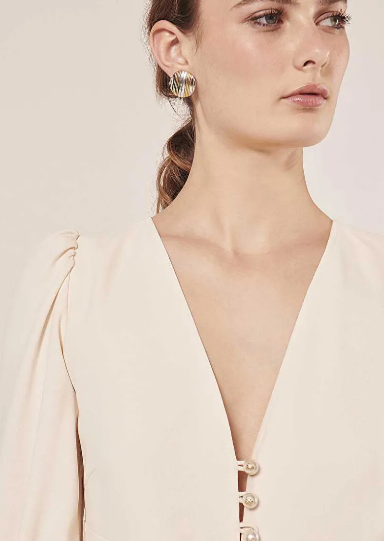 TARA JARMON Rolis Ecru Crepe Dress Online