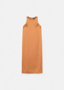 TARA JARMON Roselyne Brown Dess In Fluid Satin Cheap