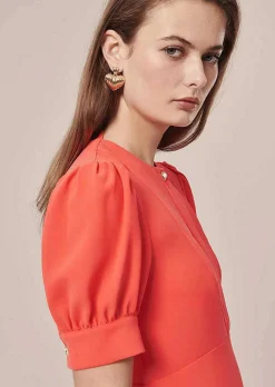 TARA JARMON Roucoule Coral Crepe Dress Flash Sale