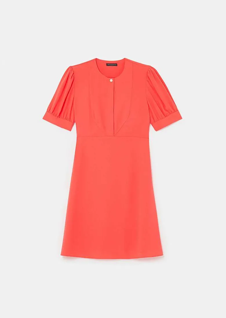 TARA JARMON Roucoule Coral Crepe Dress Flash Sale
