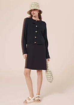TARA JARMON Roucoule Midnight Blue Crepe Dress Store