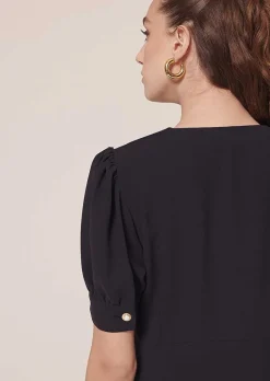 TARA JARMON Roucoule Midnight Blue Crepe Dress Store