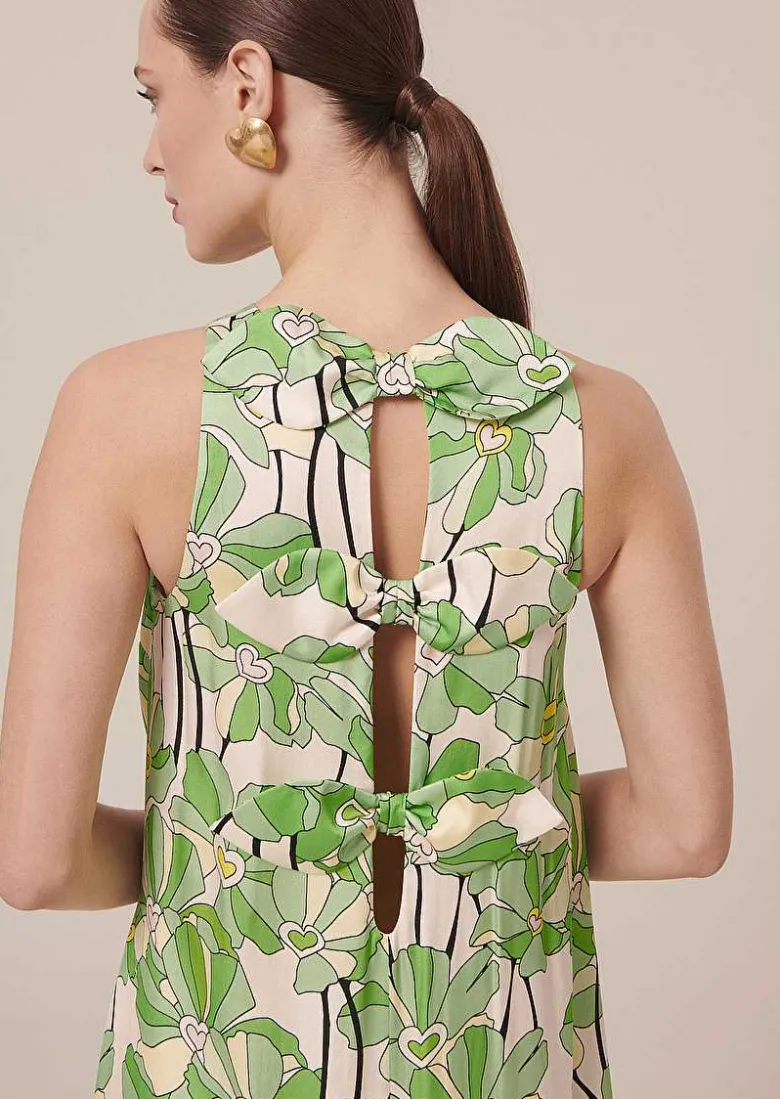 TARA JARMON Roxanne Green Floral Printed Dress Shop