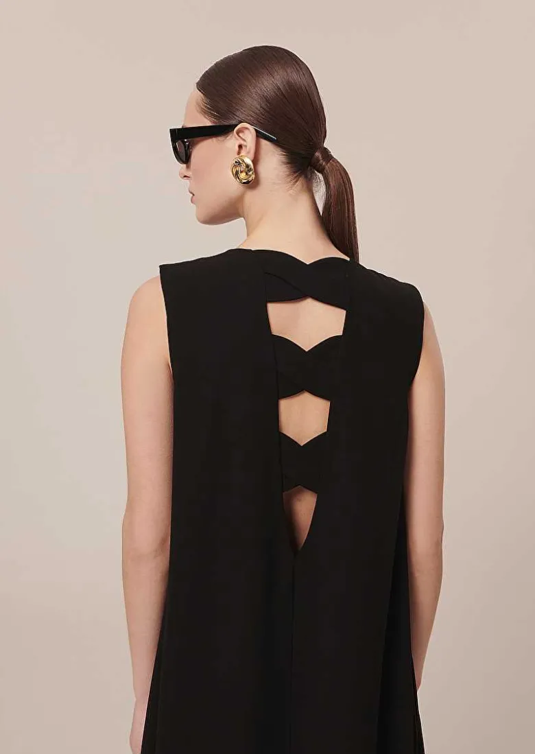 TARA JARMON Roxy Black Crepe Dress Outlet