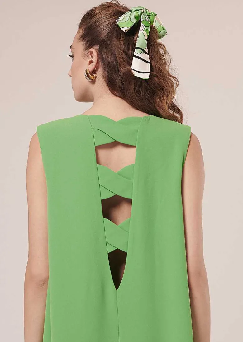 TARA JARMON Roxy Green Crepe Dress Best Sale
