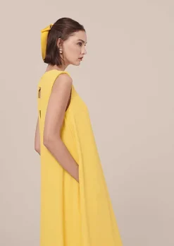 TARA JARMON Roxy Yellow Crepe Dress Flash Sale