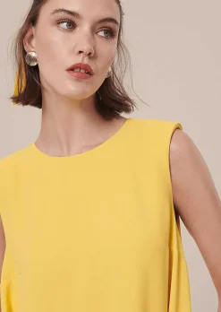 TARA JARMON Roxy Yellow Crepe Dress Flash Sale