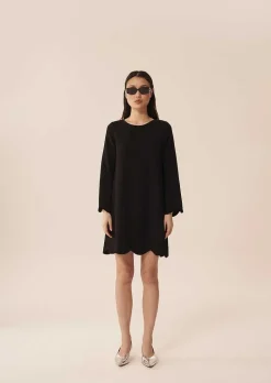 TARA JARMON Ruoda Black Dress In Crepe New