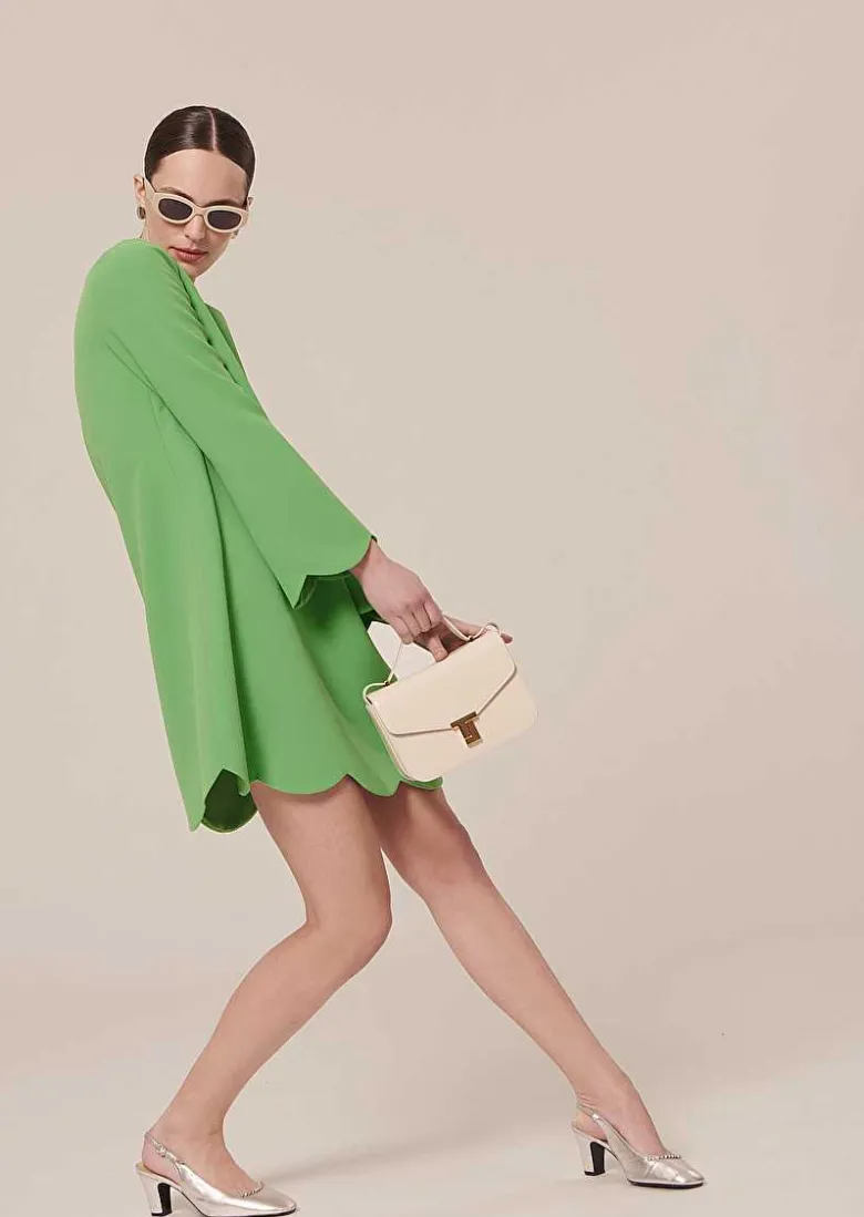 TARA JARMON Ruoda Green Crepe Dress Best Sale