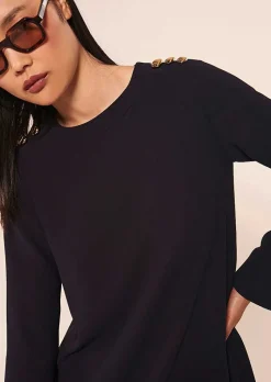 TARA JARMON Ruoda Midnight Blue Crepe Dress Shop