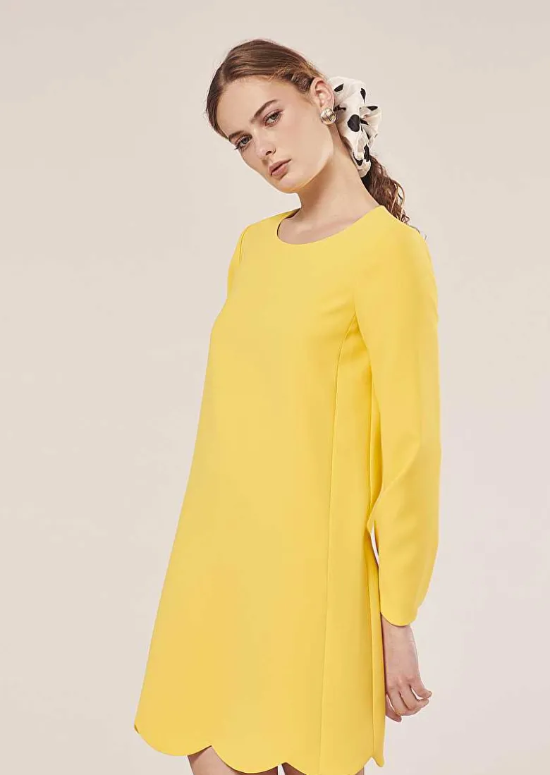 TARA JARMON Ruoda Yellow Crepe Dress Store