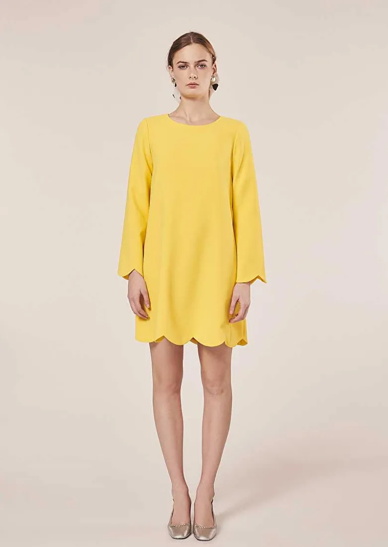 TARA JARMON Ruoda Yellow Crepe Dress Store