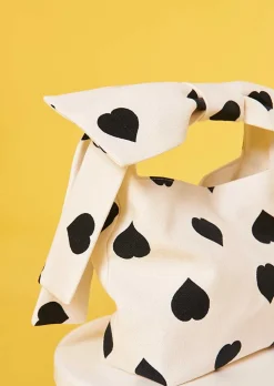 TARA JARMON Sally Ecru With Black Polka Hearts Soft Bag Best