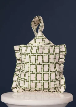 TARA JARMON Soledad Ecru With Green Graphic Design Bag Shop