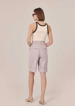 TARA JARMON Swan Purple Cold Wool Shorts Best