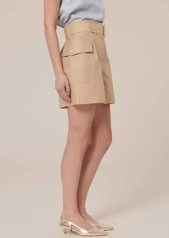TARA JARMON Sylviane Beige Cotton Shorts Flash Sale