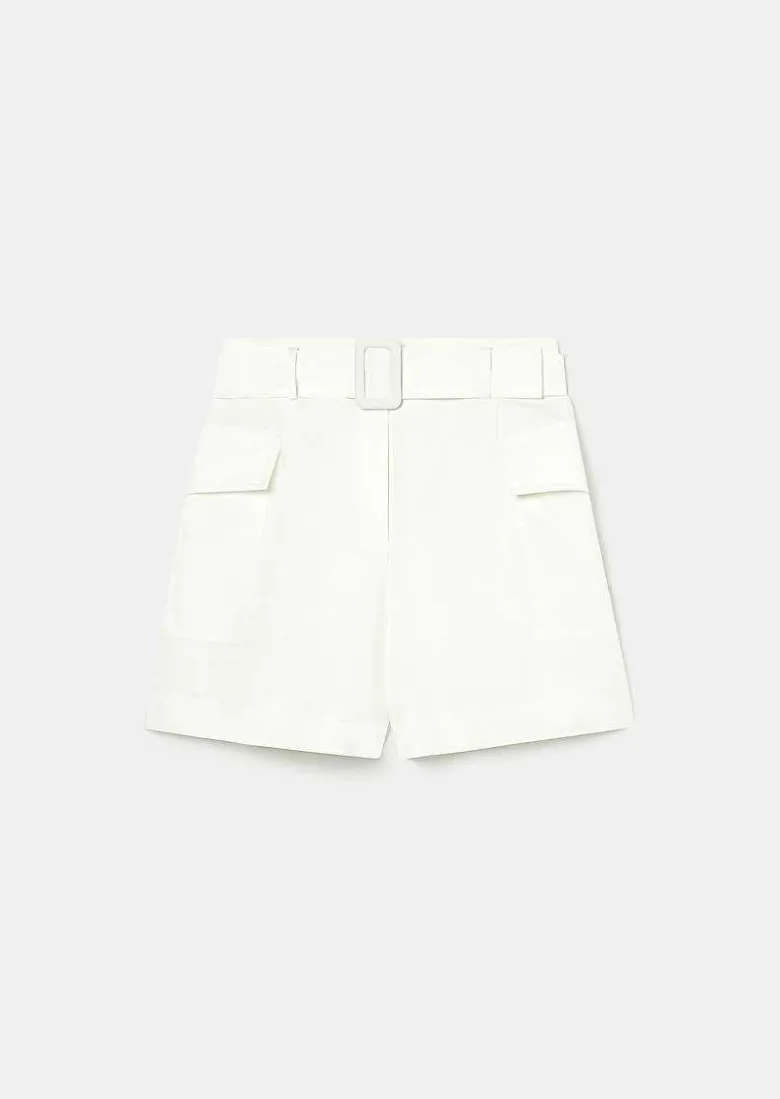TARA JARMON Sylviane White Cotton Shorts Sale