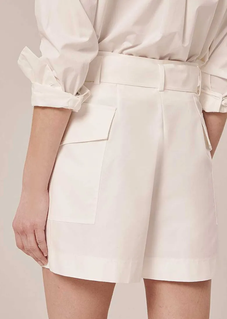 TARA JARMON Sylviane White Cotton Shorts Sale