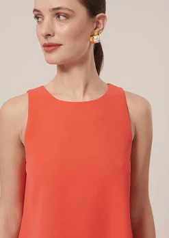 TARA JARMON Tabo Coral Crepe Top Shop