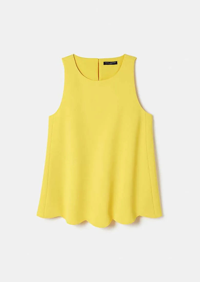TARA JARMON Tabo Yellow Crepe Top Cheap