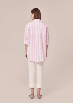 TARA JARMON Tallulah Pink Striped Poplin Shirt Fashion