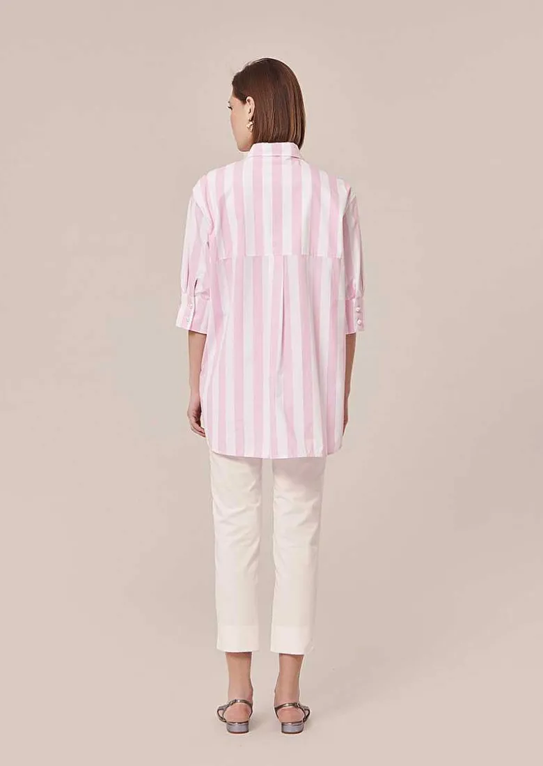 TARA JARMON Tallulah Pink Striped Poplin Shirt Fashion