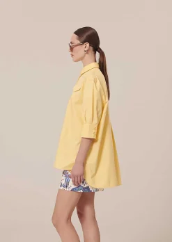 TARA JARMON Tallulah Yellow Poplin Shirt Clearance