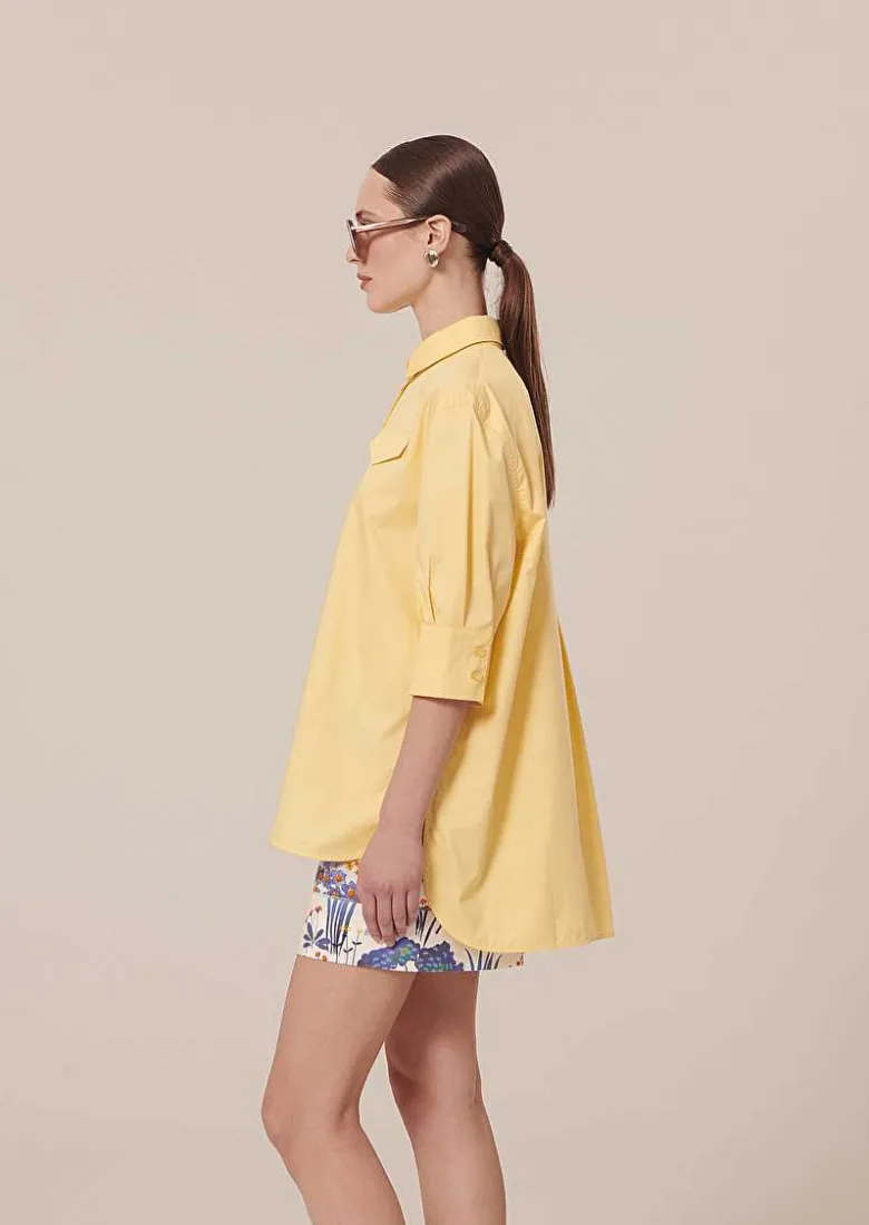 TARA JARMON Tallulah Yellow Poplin Shirt Clearance