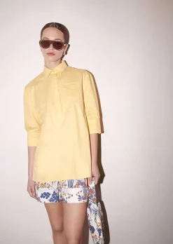 TARA JARMON Tallulah Yellow Poplin Shirt Clearance