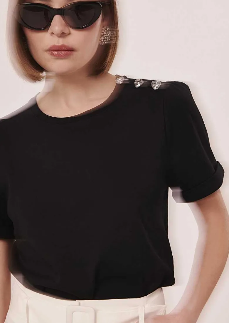 TARA JARMON Tampa Black Jersey T-Shirt Discount