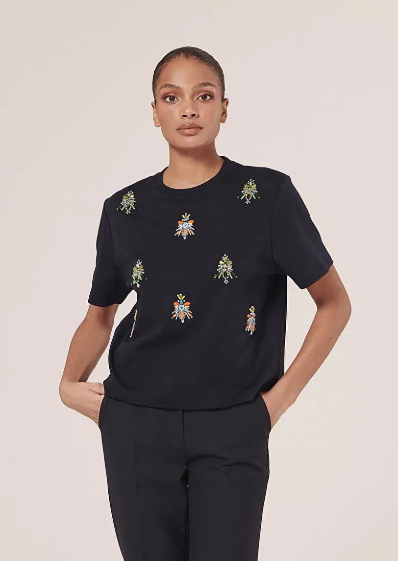 TARA JARMON Tarabee Midnight Blue Jersey T-Shirt Shop