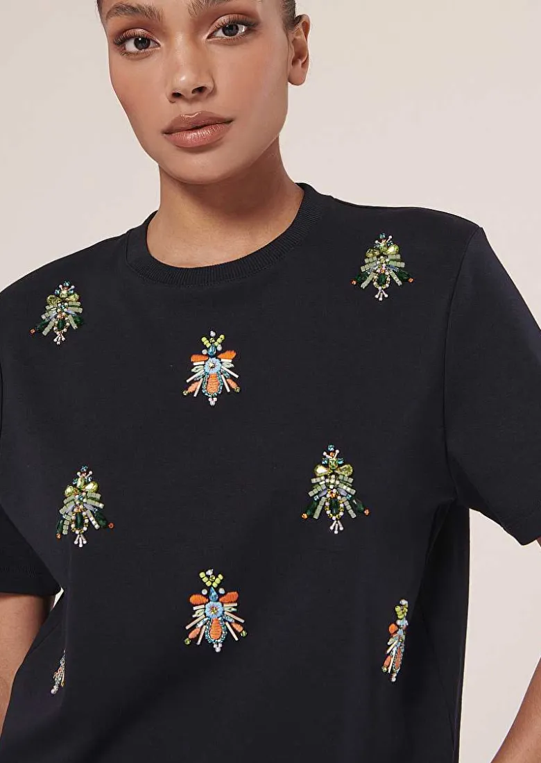TARA JARMON Tarabee Midnight Blue Jersey T-Shirt Shop