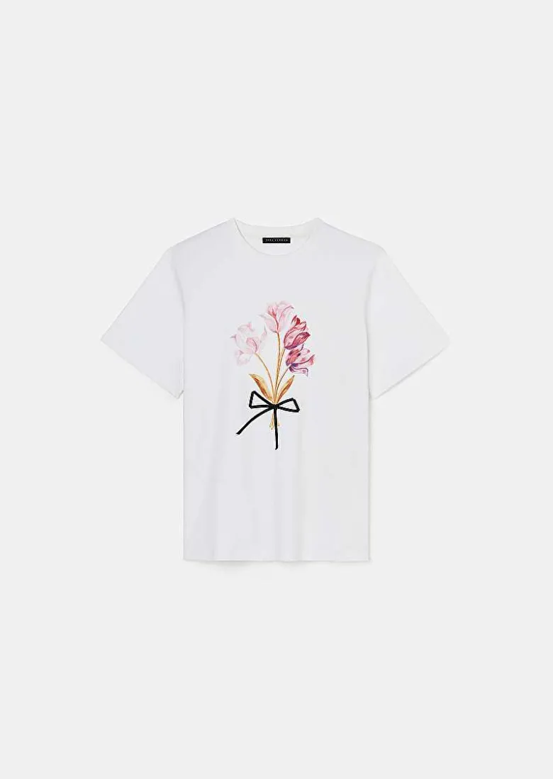 TARA JARMON Taraflowers White Jersey T-Shirt Cheap