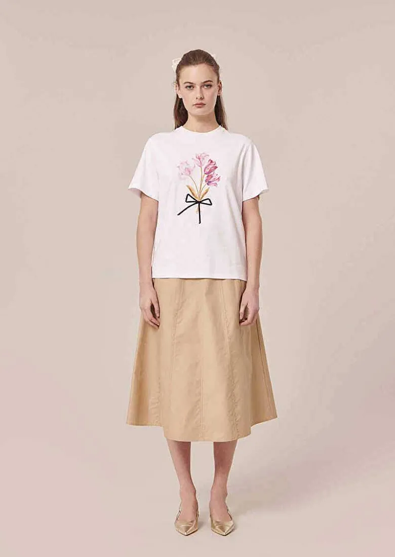 TARA JARMON Taraflowers White Jersey T-Shirt Cheap