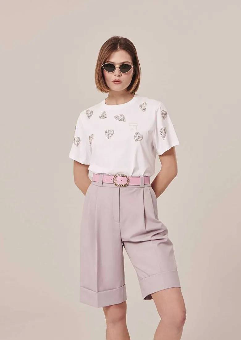TARA JARMON Taralove White Embroidered Jersey T-Shirt Cheap