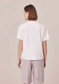 TARA JARMON Taralove White Embroidered Jersey T-Shirt Cheap