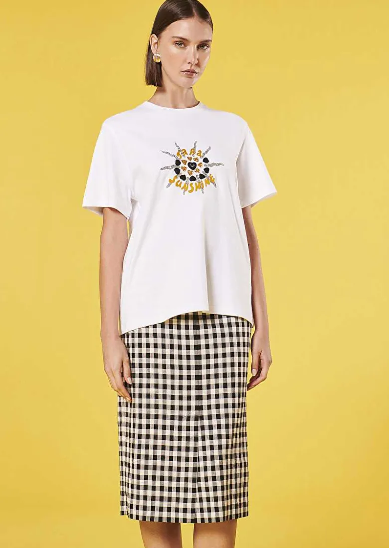 TARA JARMON Tarasun White Cotton T-Shirt Online