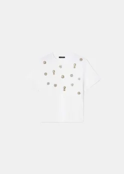 TARA JARMON Tarasunkey White Embroidered Cotton T-Shirt Shop