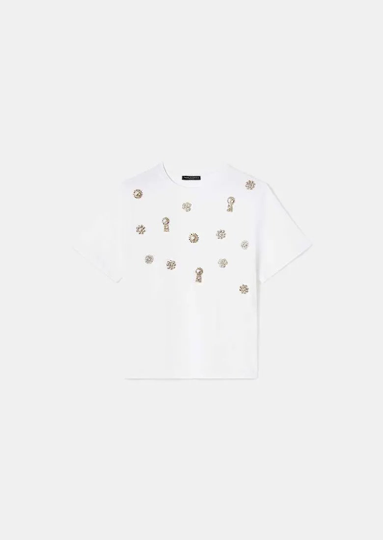 TARA JARMON Tarasunkey White Embroidered Cotton T-Shirt Shop