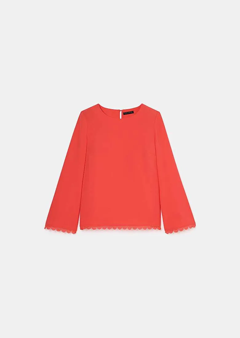 TARA JARMON Tazzio Coral Crepe Top Cheap