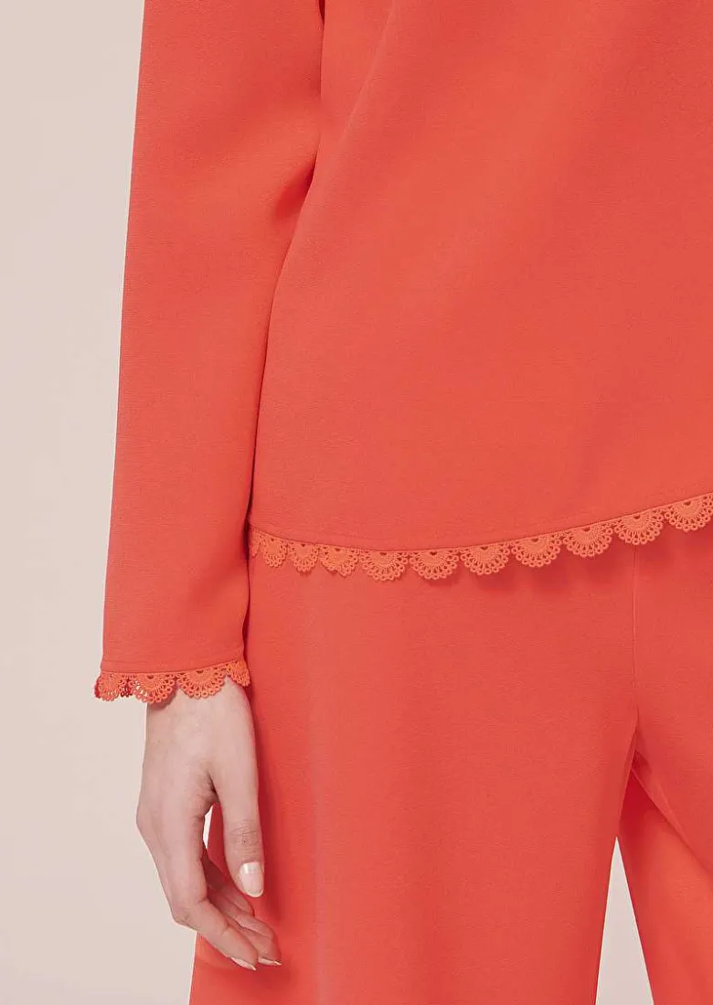 TARA JARMON Tazzio Coral Crepe Top Cheap