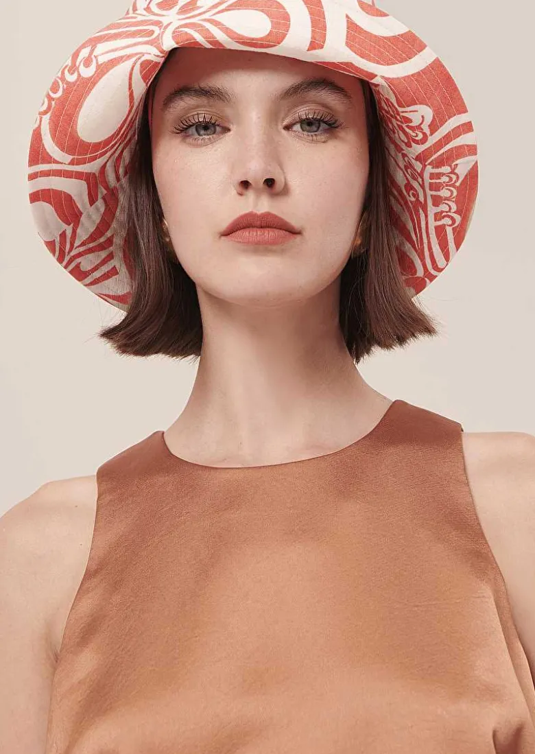 TARA JARMON Tellia Brown Top In Fluid Satin Hot