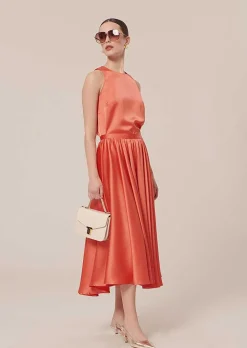 TARA JARMON Tellia Coral Top In Fluid Satin Store