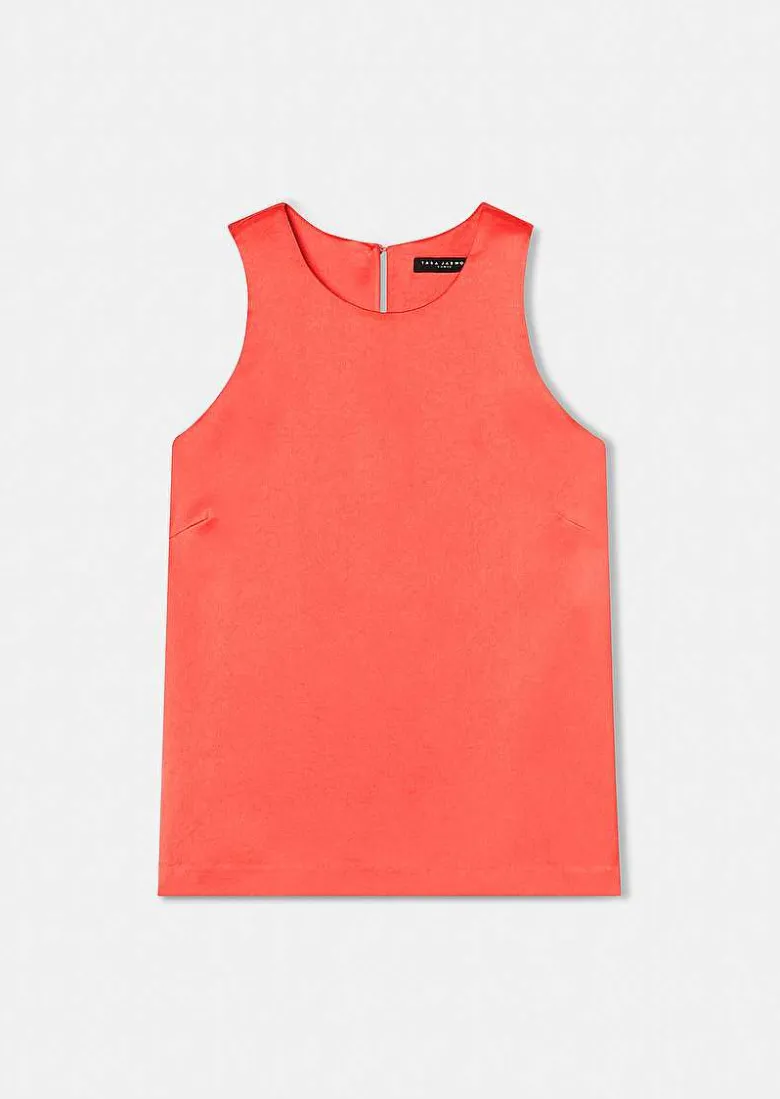 TARA JARMON Tellia Coral Top In Fluid Satin Store