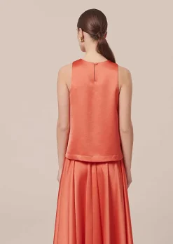 TARA JARMON Tellia Coral Top In Fluid Satin Store