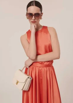 TARA JARMON Tellia Coral Top In Fluid Satin Store